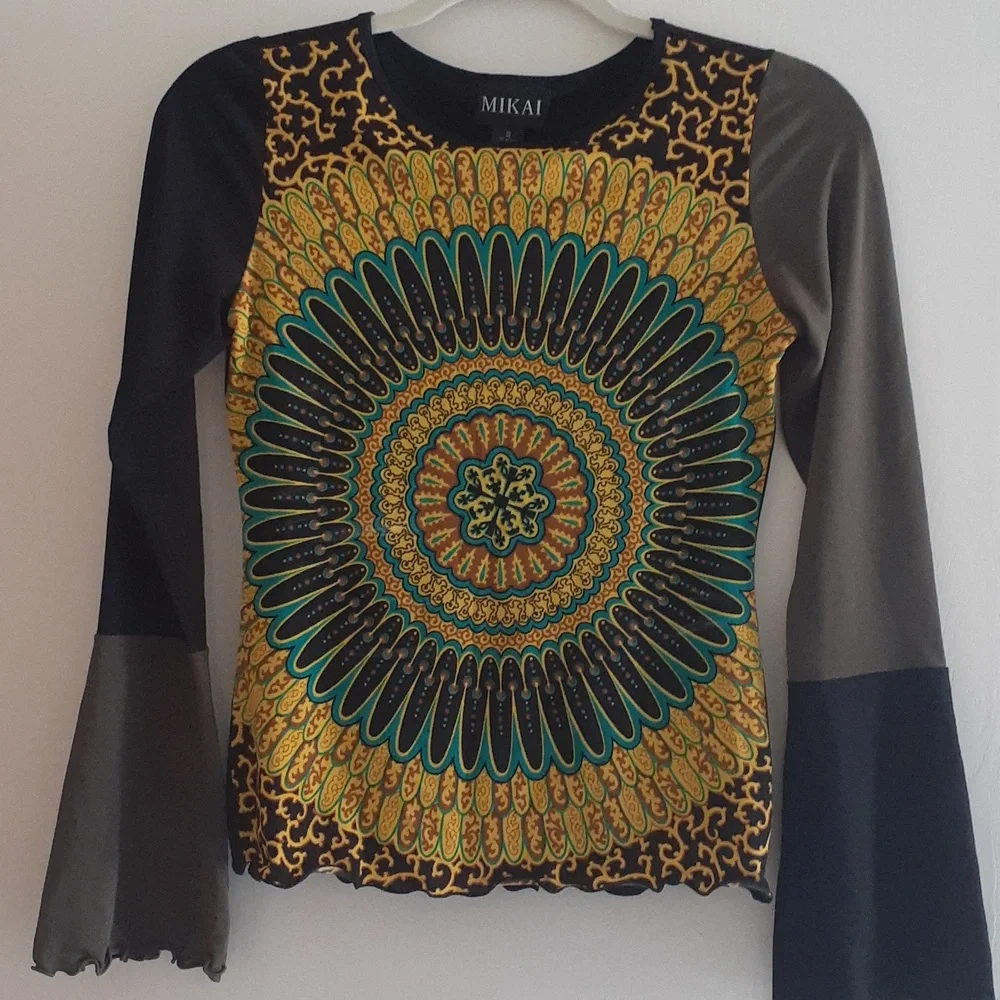 Mikai Boho long sleeve top blouse Size S - Picture 1 of 9